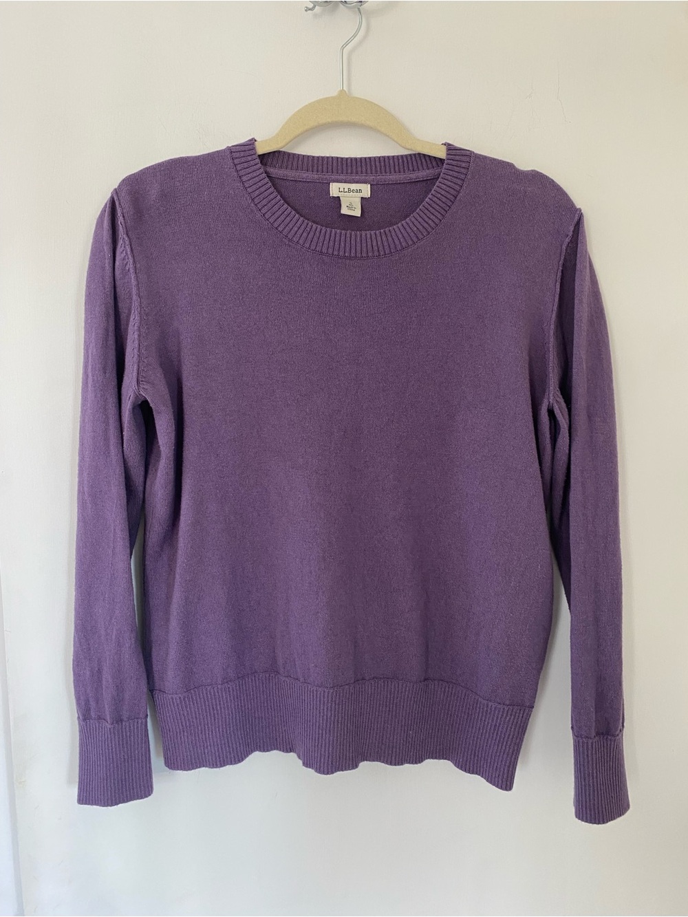 L.L. Bean Cotton Cashmere Sweater Purple Crewneck Natural Fibers Cozy Small